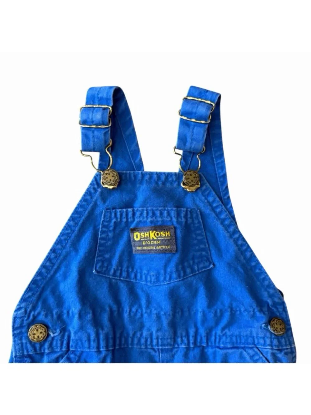 OshKosh B’gosh Vintage Blue Vestbak Overalls Shorts 18 Months Made In USA 80s